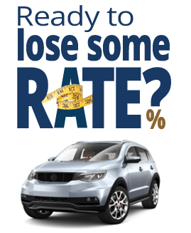 "Ready to lose some Rate?" pictured over a gray SUV. 